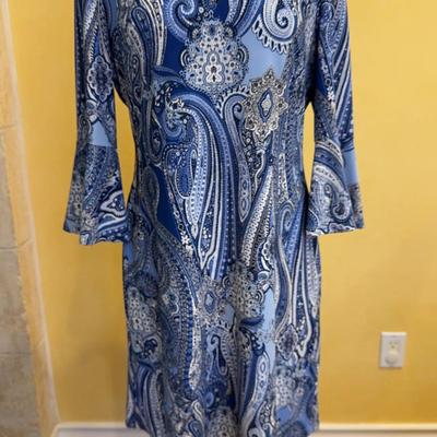 Tommy Hilfiger Blue Paisley Print Shift Dress – Size 12