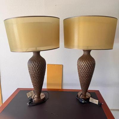 Pair of Vintage Mid Century Modern Bronze Table Lamps 
