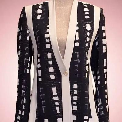 Etro Milano  Size 10 Black and White Abstract Print Blazer 