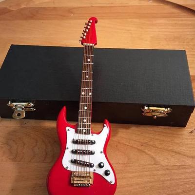 Vintage Red Electric Guitar Music Box with Case