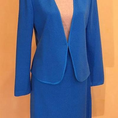 St. John Collection Size 8 Blue Wool-Blend Skirt Suit Set
