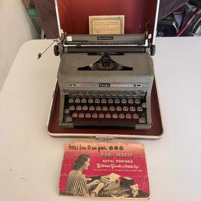Vintage 1950s Royal Quiet De Luxe “Gray Magic” Portable Typewriter w/ Case & Manual