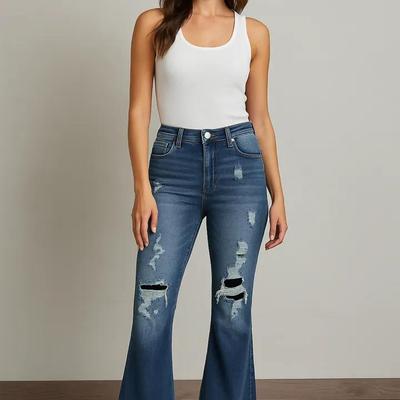 Risen Distressed Flare Jeans – Size 11/30