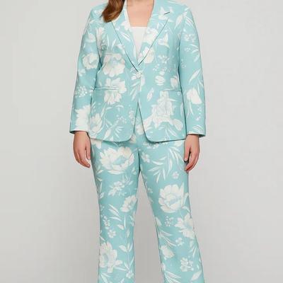 ASOS DESIGN Light Blue Floral Two-Piece Suit – Blazer & Pants Set, Size 12 (US)