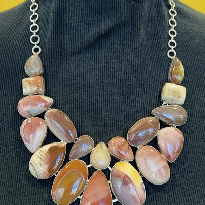 Handcrafted Mookaite Jasper and sterling silver necklace