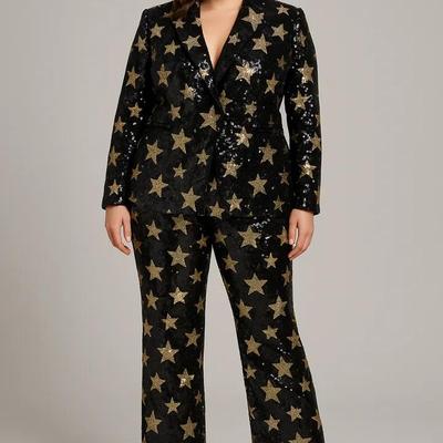 ASOS DESIGN Black Sequin Star Pantsuit – Size 10 (US)