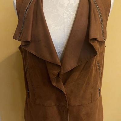 Worth New York Brown Faux Suede Drape Vest – Size Medium