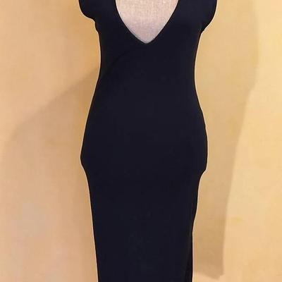 Versace Jeans Size 32/46 Couture Black Sleeveless Bodycon Midi Dress