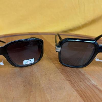 Lot of 2 Oversized Black Fashion Sunglasses – Rhinestone & Retro Square Styles