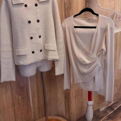 Cream Knit Duo – Zara Women’s Size XL Double-Breasted Jacket & Max Studio London Women’s Size M Ribb