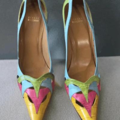  ⸻  Stuart Weitzman Multicolor Croc-Embossed Leather Heels Size 11