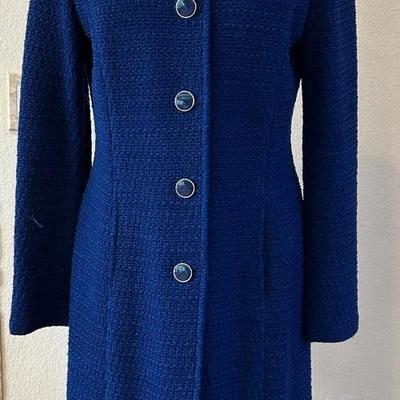St. John Collection Royal Blue Textured Knit Long Jacket – Size 10