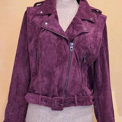 [BLANKNYC] Plum Faux Suede Moto Jacket, Size Large