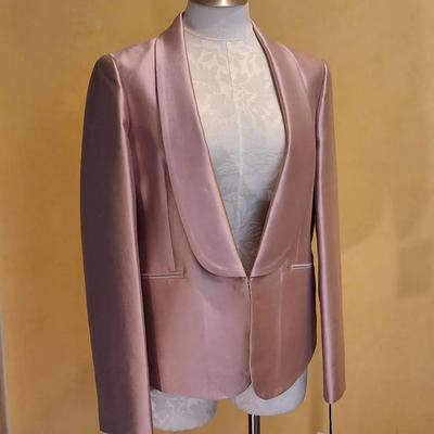 Worth New York Blush Pink Silk-Wool Satin Blazer, Size 14