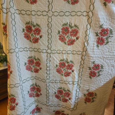 Cross Stitched Queen Quilt