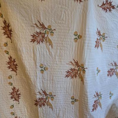 Cross Stitched Fall Leave Quilt - Queen