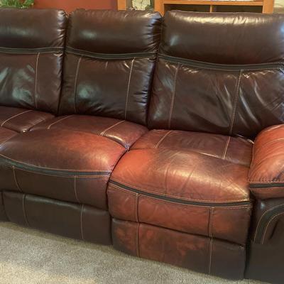 Brown Double Reclining Leather Sectional Sofa - Great Condition