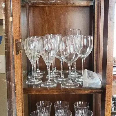 Collection of Crystal Wine Glasses And Goblets - Some with Blue Stem