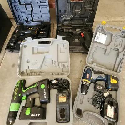 (4) Power Tools In Carrying Cases, Kawasaki, Craftsman, Ryobi