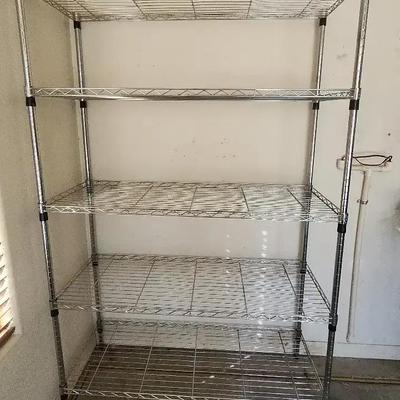 Garage or House Storage - Silver Metal Rack Shelving, 5 Racks, 75" Tall X 48" Wide