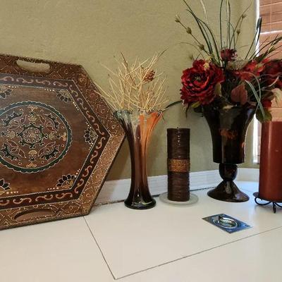 Lovely Red Decor - Candles, Tray, Flowers, Vases