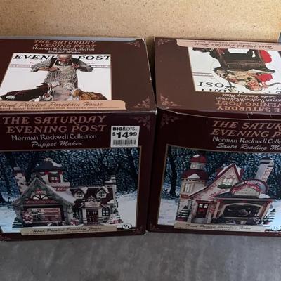 Norman Rockwell Saturday Evening Post Christmas Houses - Puppet Maker & Santa Theme