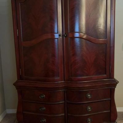 Mahogany Inlay Armoire with 4 Drawers