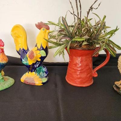 Chickens For Your Kitchen + Decorative Red Pottery Pitcher