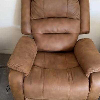 Fully Automated "Stand Up Assist" Light Brown Leather Power Reclining Recliner Living Room Chair