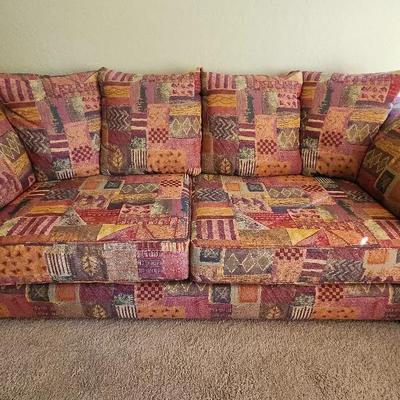 Full Size Sofa Bed, Pull-out, Lovely Pattern, w/ Martha Stewart Bed Sheets, Blankets & Pillow