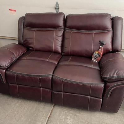 DarkBrown Leather Reclining Sofa Couch - 2 Seater Love Seat