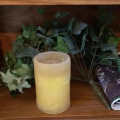 Home Decor Faux Green Plants, Table Covering & Light Up Candle