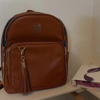 Young Living Essential Oils Light Brown Leather Backpack & Small Oils Kit