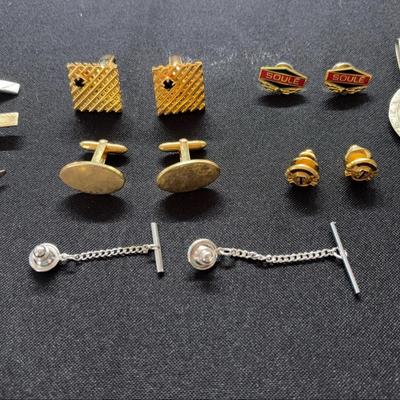 Tie Clips + Gold Tone Cuff Links + Money Clips + Toastmaster & Soule Lapel Pins