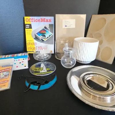 Mixed Variety - Reed & Barton Silver Plate Set, Vases, Stained Cat Glass, HP & Craft Supplies 