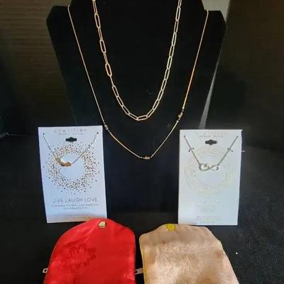 3 Necklaces - Unwritten Brand Adjustable Chain, Gold Tone Chain "Believe"