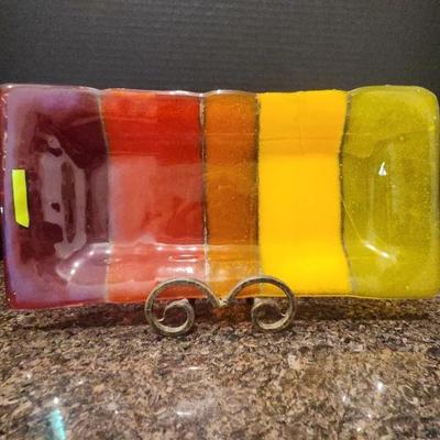 Fused Glass Trinket Dish With Stand