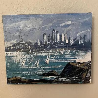 Small City Skyline Painting 10”x8” Unframed Art Picture