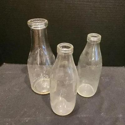 Vintage Collectable Clear Glass Milk Bottles