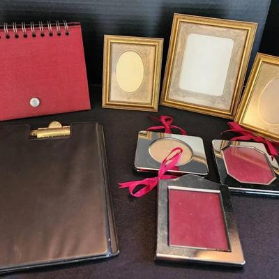 Set Of (6) Pictures Frames, Vintage Look, Standing Photo Album, Clipboard 