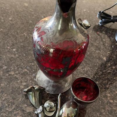 Murano Glass Decanter, Small Glass, And Stopper