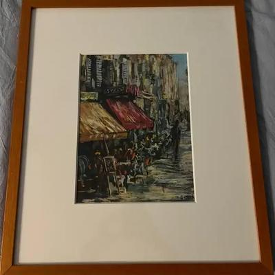 Framed Art Picture French Sidewalk Print by Grigore Dantu 17”x20”