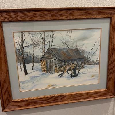 "Winter Scene" 1981 Richard J Miller Framed Print - Art Picture Dated & Signed