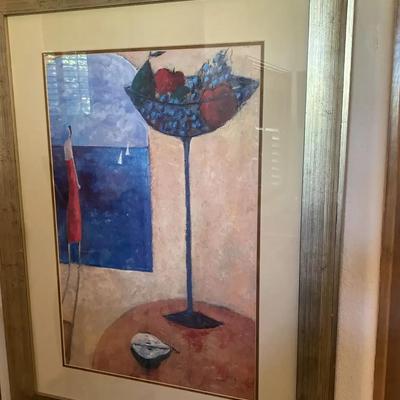 Framed Print Of A Water View And Fruit - Art Picture