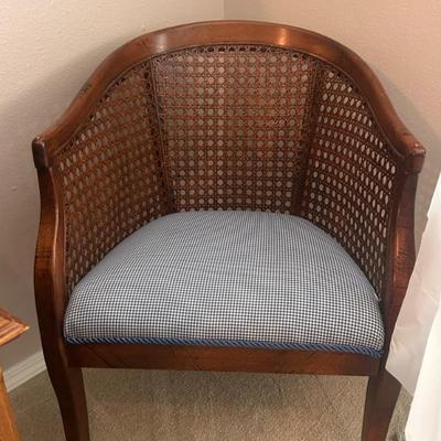 Sale Photo Thumbnail #14: Mid century cane back barrel chair