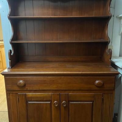 Two Piece Maple Hutch with Separate Top Shelf