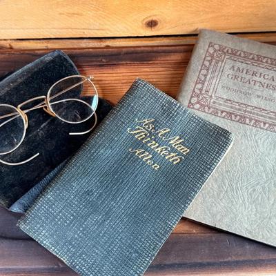 Looking into the Works of James Allen and Woodrow Wilson: Vintage Literary & Eye-Wear Set 