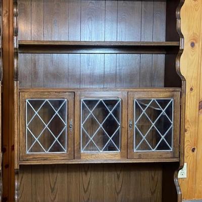 #2 Ethan Allen Royal Charter Oak Leaded Glass Bookcase