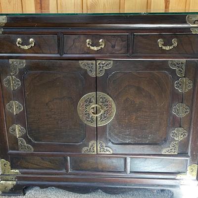 Medium Tansu Side Table w/ Glass