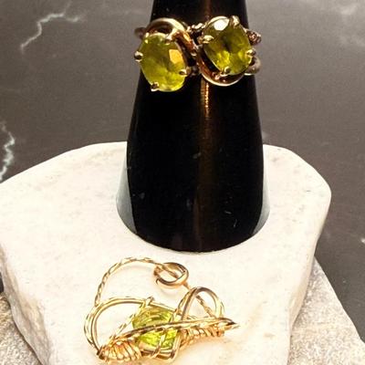 Peridot at Its Finest: Two-Piece Set, Ring and Pendant 